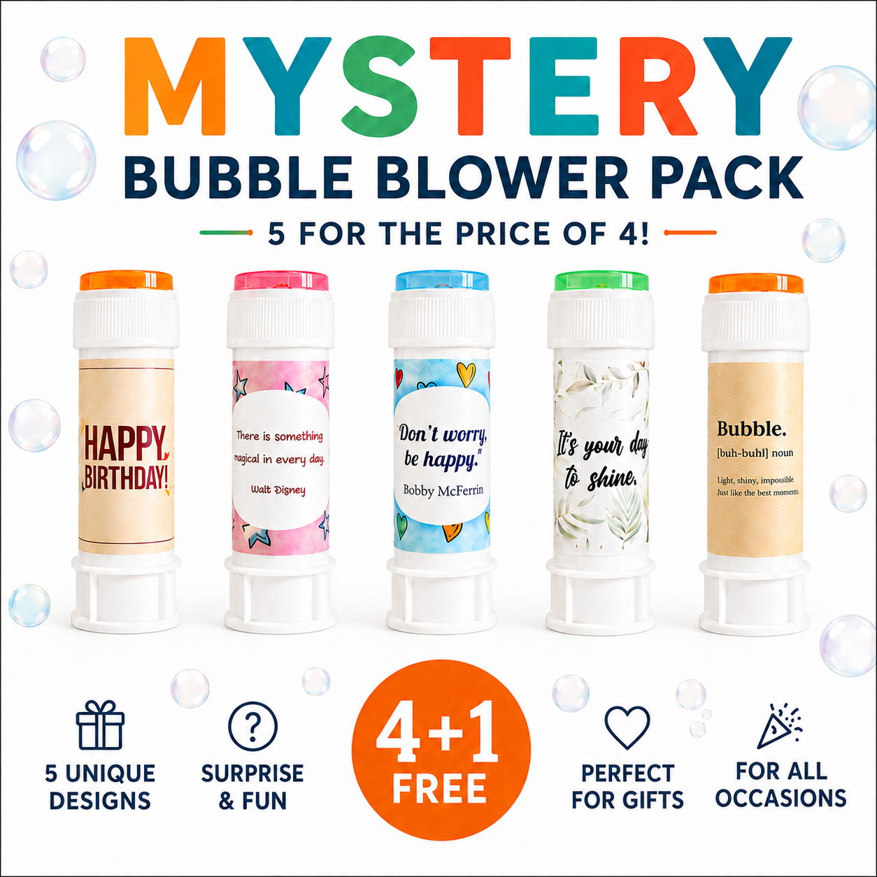 Mystery Bubble Blower Pack - 5 for the Price of 4